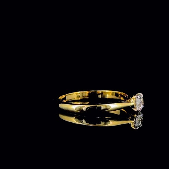 Cupira classic natural diamond solitaire ring in 14k yellow gold, side profile