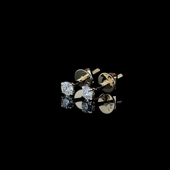Cupira natural diamond solitaire stud earrings in 14k yellow gold with screw backs