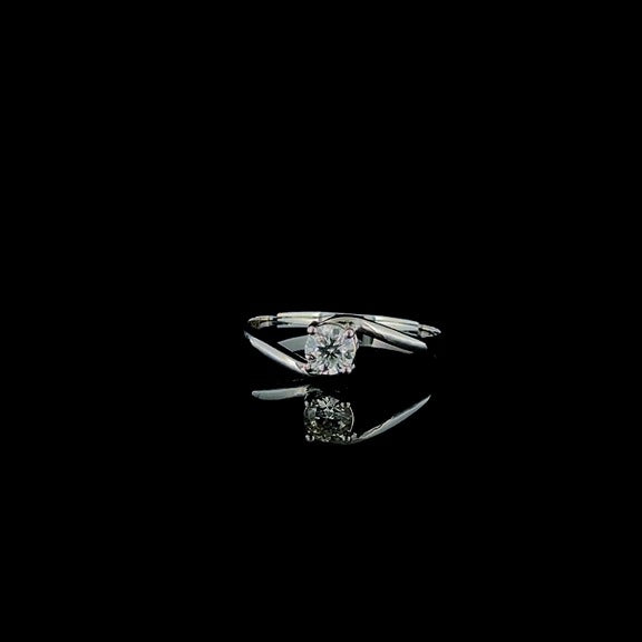 Cupira natural diamond twist solitaire ring in 14k white gold