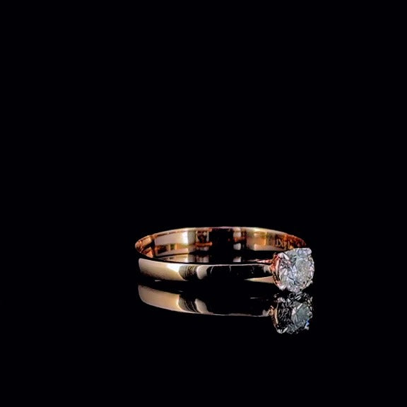 Cupira natural diamond solitaire ring in 14k rose gold
