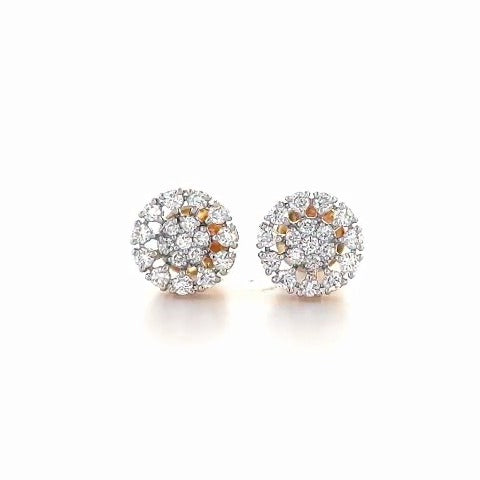 Cupira natural diamond cluster halo stud earrings in 14k yellow gold