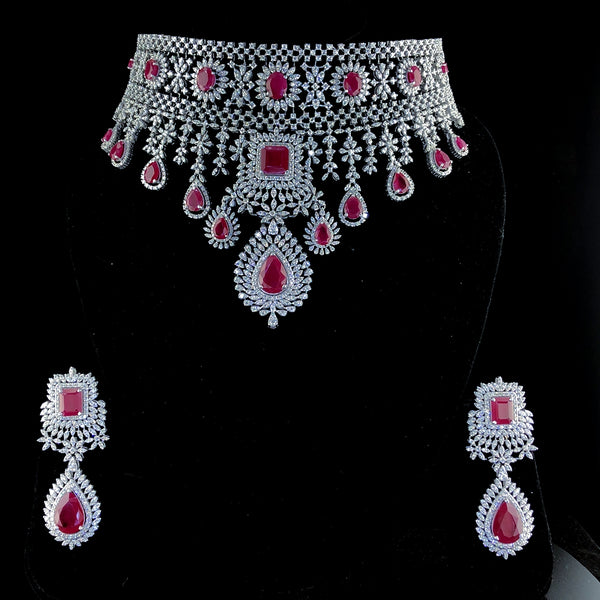 Cupira Cupira Ruby and Diamond Choker Necklace Set with lab-grown diamonds